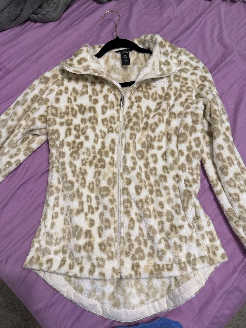 The North Face Beige Leopard Print Fleece Zip Jacket NEVER WORN*